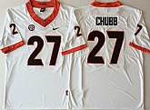 Georgia Bulldogs 27 Nick Chubb White College Football Jersey,baseball caps,new era cap wholesale,wholesale hats
